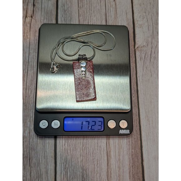 Red Sponge Coral Sterling Silver Pendant Necklace With 18" Long Chain Bohemian - Picture 6 of 11